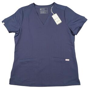 NWT FIGS Casma 3-Pocket Scrub Top Womens Medium Blue Medical Uniform